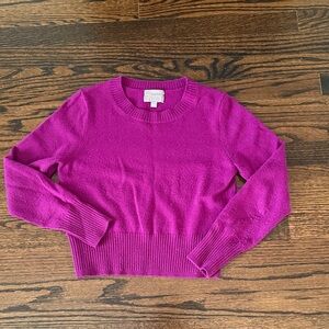 J. Crew Cropped Cashmere Magenta Crew Neck Sweater